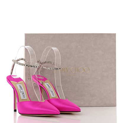 Jimmy Choo Satin Crystal Saeda 100 Pumps 37.5 Fuchsia 8 of 8