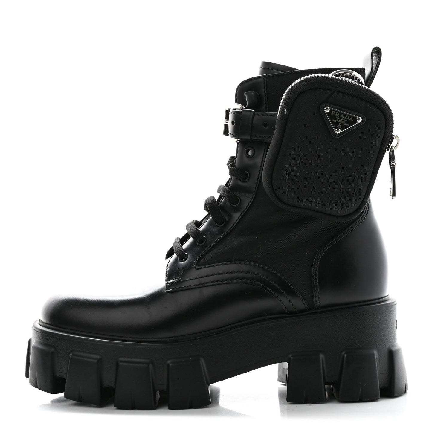 Spazzolato Rois Re-Nylon Metal Triangle Logo Monolith Pouch Pocket 55mm Boots 36 Black