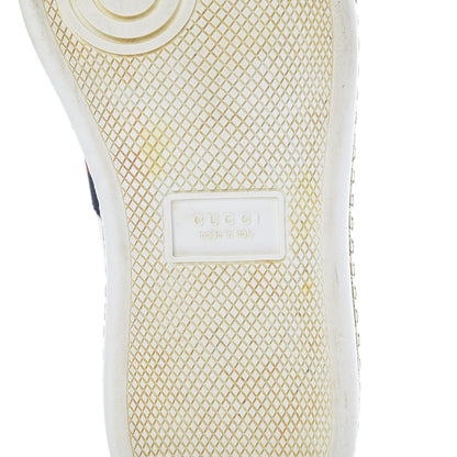 Gucci Calfskin Crystal Web Bee Embroidered Womens Ace Platform Sneakers 36 White 8 of 13