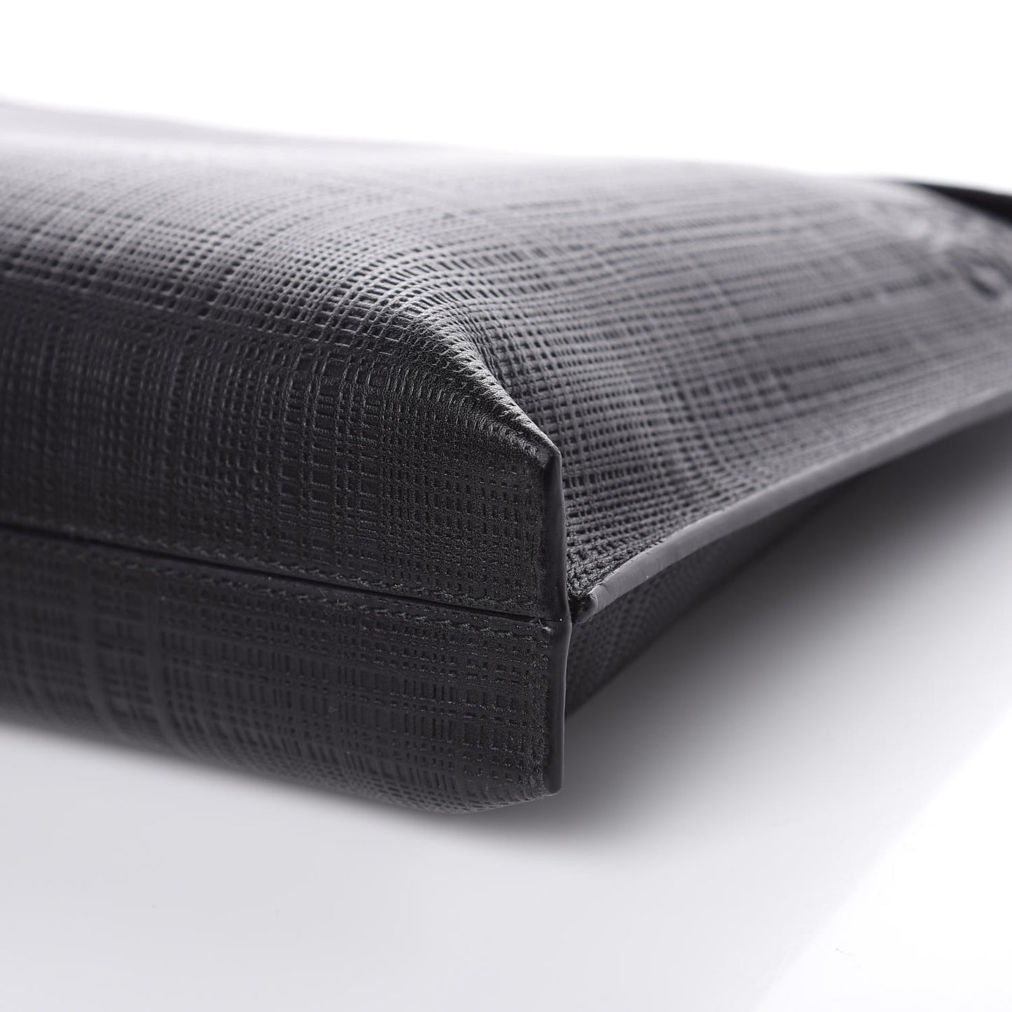 Calfskin Linen Embossed Large T Pouch Black
