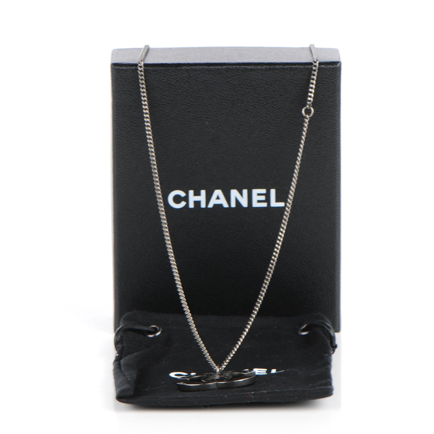 Chanel Enamel Map CC Pendant Necklace Dark Silver 5 of 5
