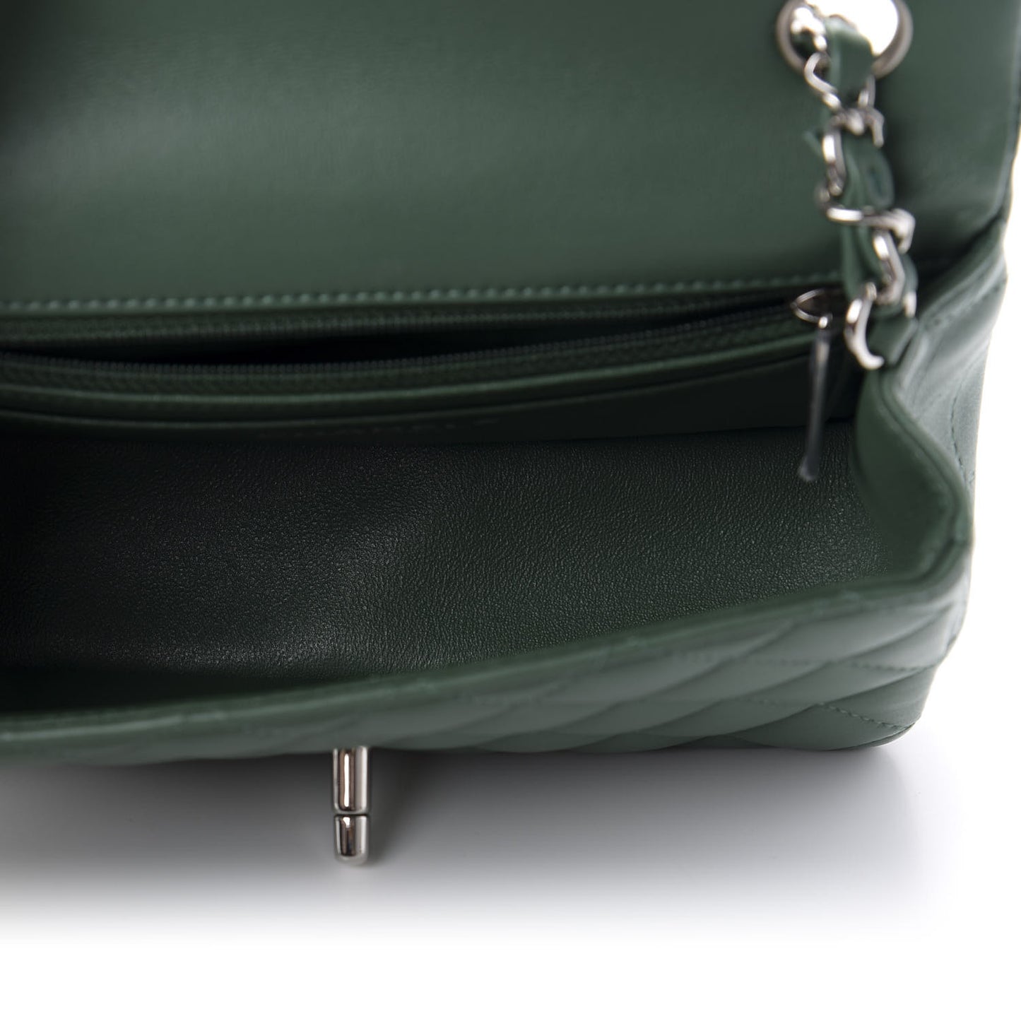 Lambskin Quilted Mini Rectangular Flap Green