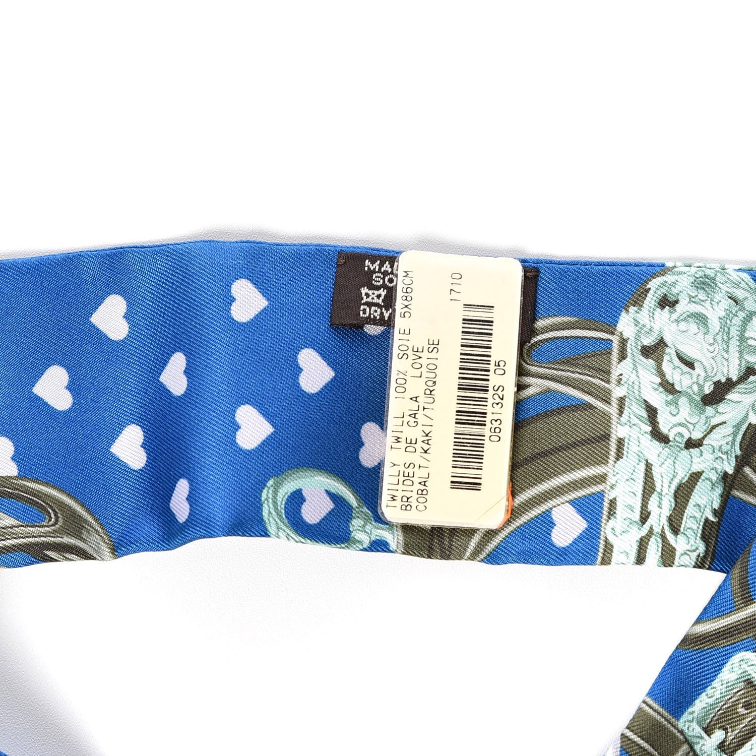 Hermes Silk Brides De Gala Love Twilly Cobalt Kaki Turquoise 3 of 5