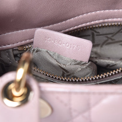 Christian Dior Metallic Calfskin Cannage Mini Lady Dior Pink 7 of 9