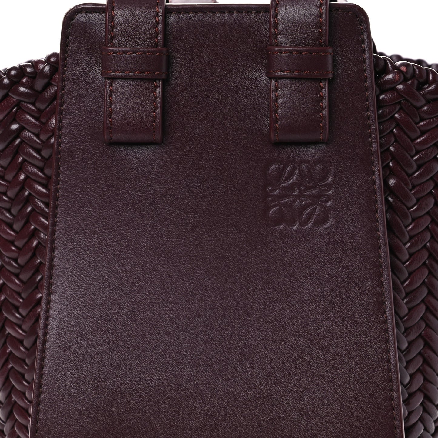 Calfskin Woven Compact Hammock Shoulder Bag Dark Burgundy