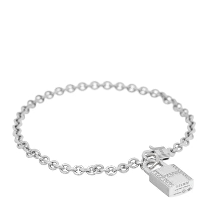 Hermes 18K White Gold Diamond Amulettes Cadenas Bracelet SH 1 of 4