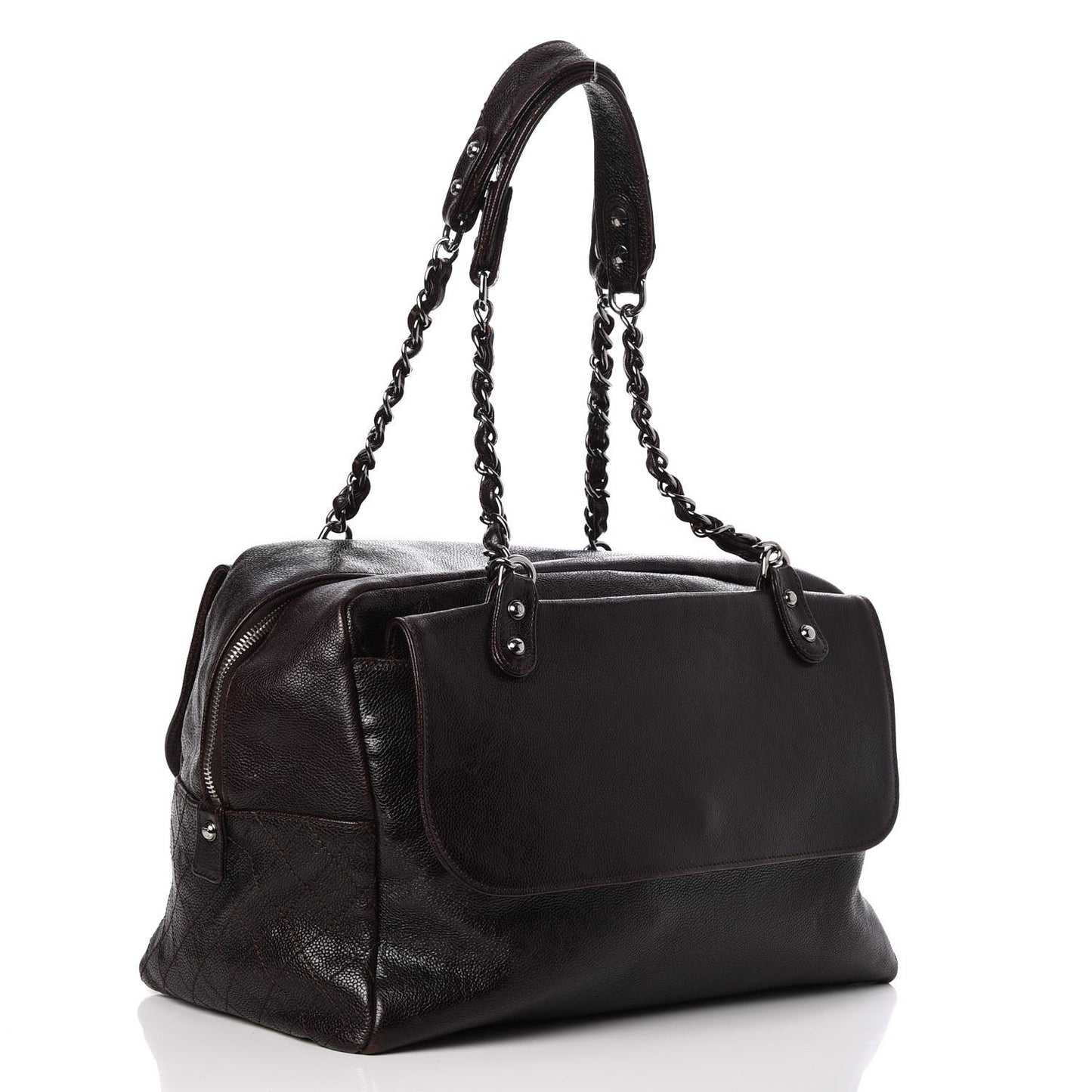 Glazed Caviar Pocket In The City Tote Brown