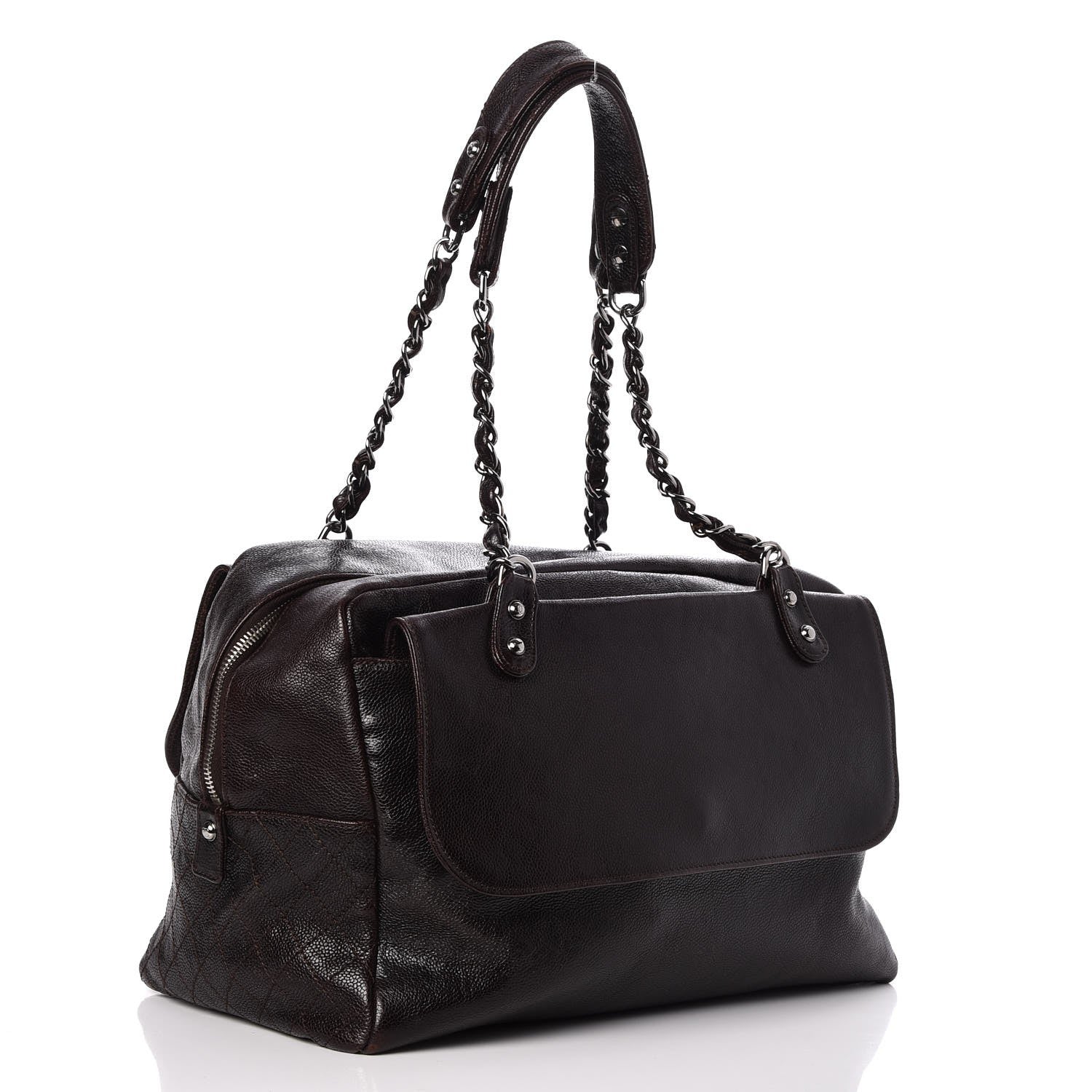 Chanel Glazed Caviar Pocket In The City Tote Brown 3 of 7