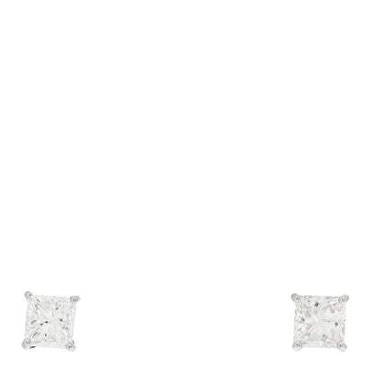 Parker & West by FASHIONPHILE Platinum Diamond .61ct Princess Cut Solitaire Earrings 1 of 6