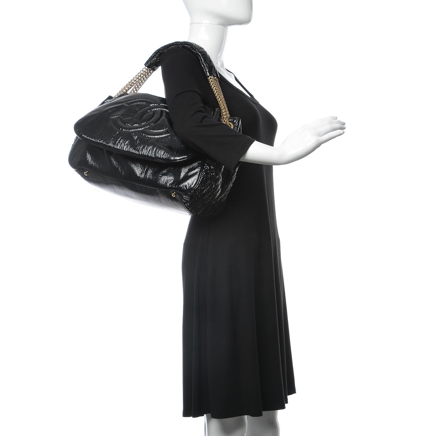 Vinyl Rodeo Accordion Flap Bag Black