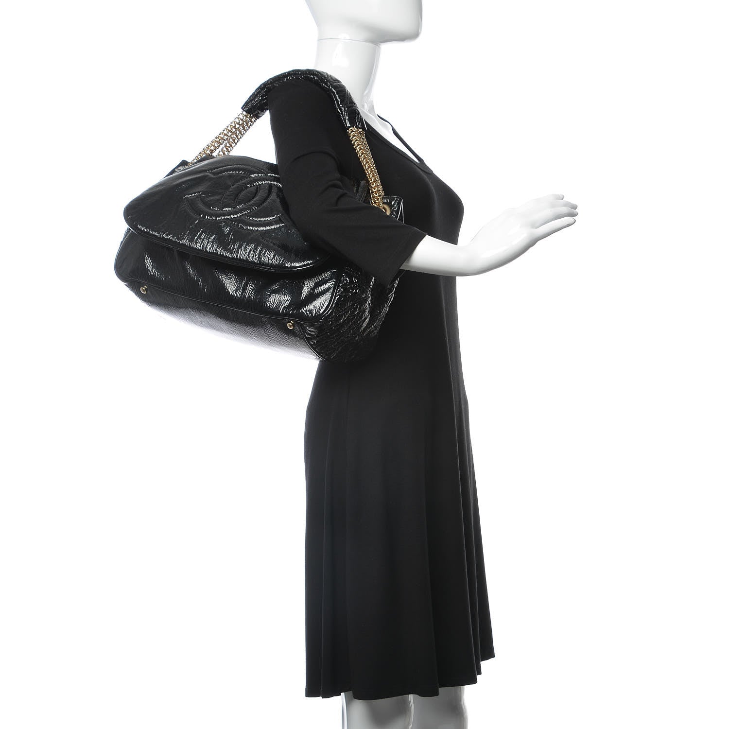 Chanel Vinyl Rodeo Accordion Flap Bag Black 2 of 17