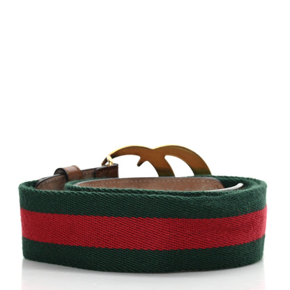 Gucci Nylon Calfskin Double G Web 40mm Belt 80 32 Green Red Cuir 2 of 5