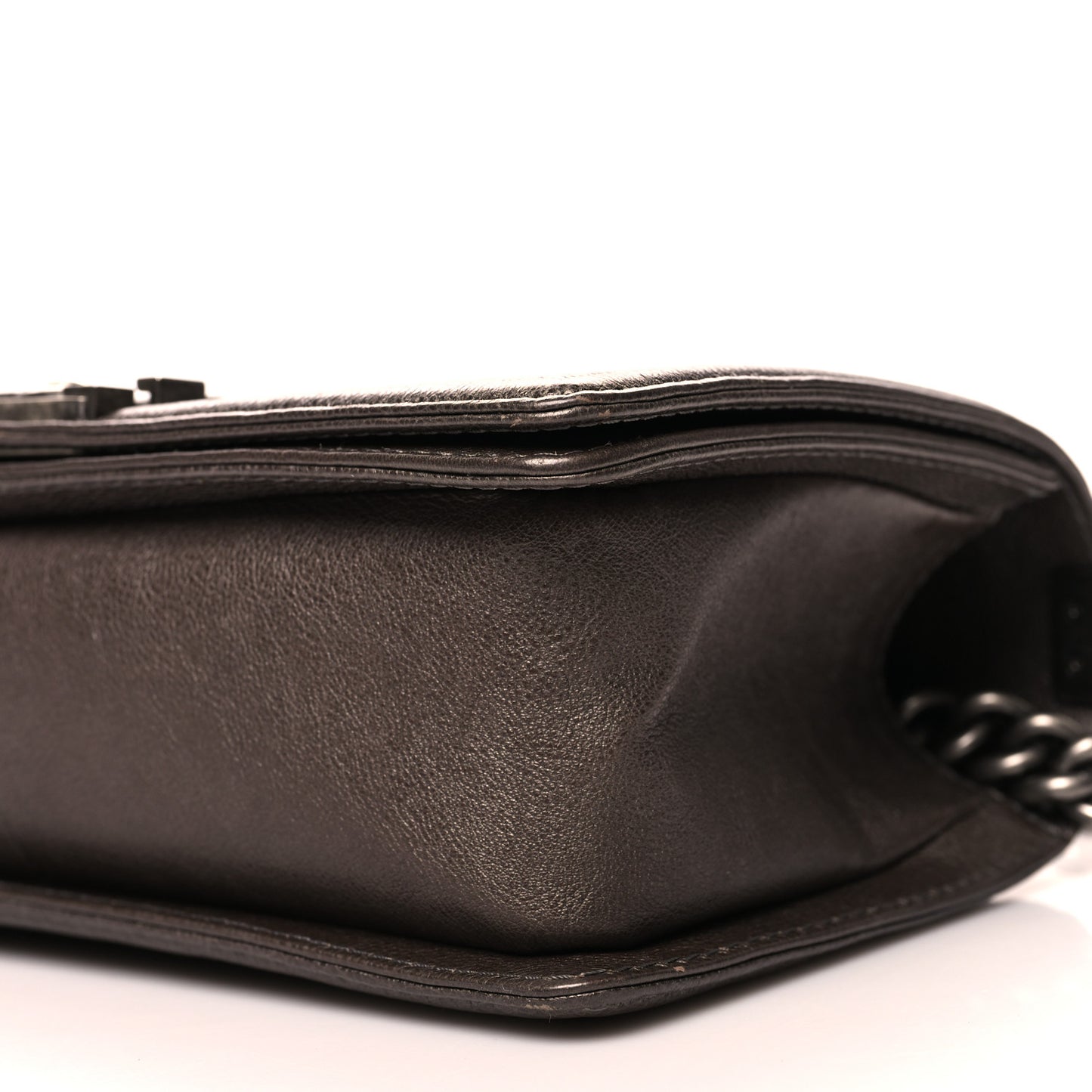Metallic Calfskin Quilted Medium Boy Flap Dark Silver