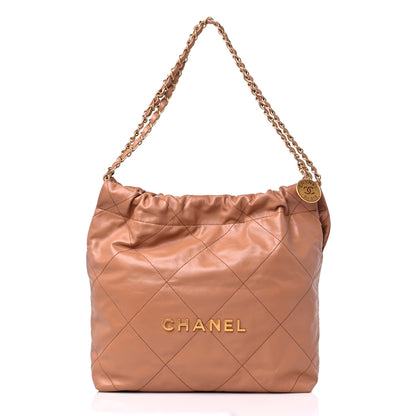 Chanel Shiny Calfskin Quilted Small Chanel 22 Camel 3 of 10
