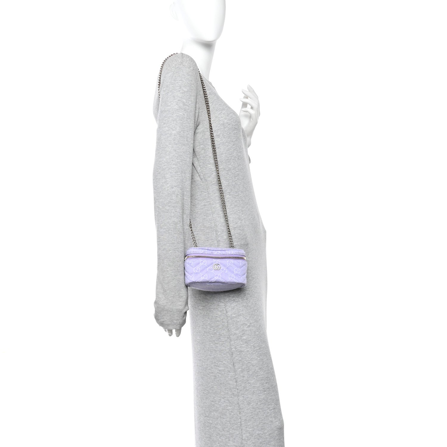 Gucci Denim GG Monogram Nano GG Marmont Vanity Bag Light Purple 2 of 11