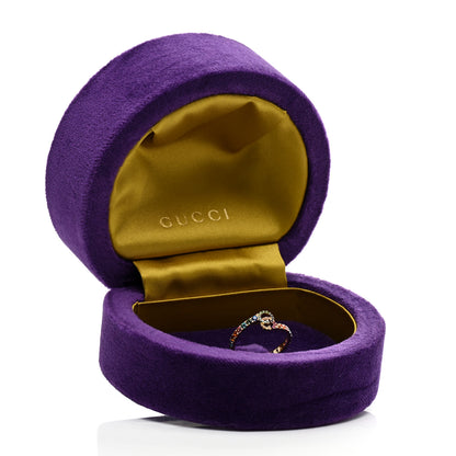 Gucci 18K Yellow Gold Mixed Gemstone Running GG Ring 54 6.75 5 of 5