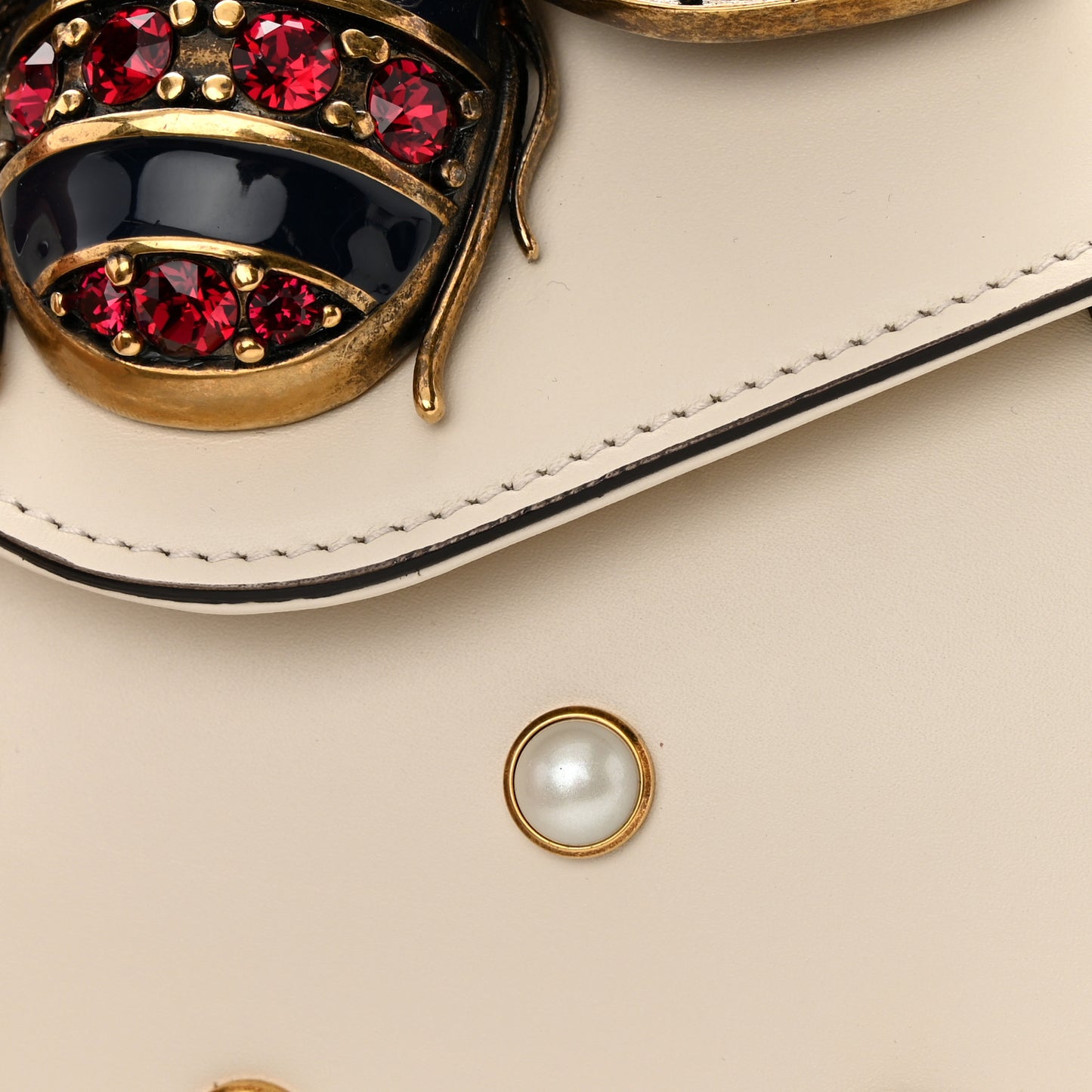 Nappa Pearl Studded Mini Queen Margaret Broadway Shoulder Bag Mystic White