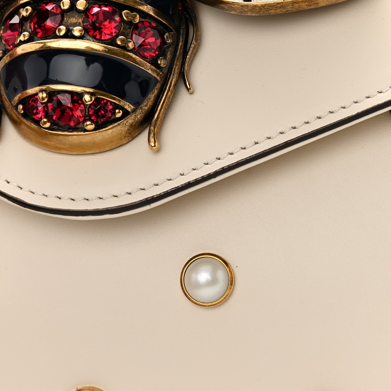 Gucci Nappa Pearl Studded Mini Queen Margaret Broadway Shoulder Bag Mystic White 13 of 14