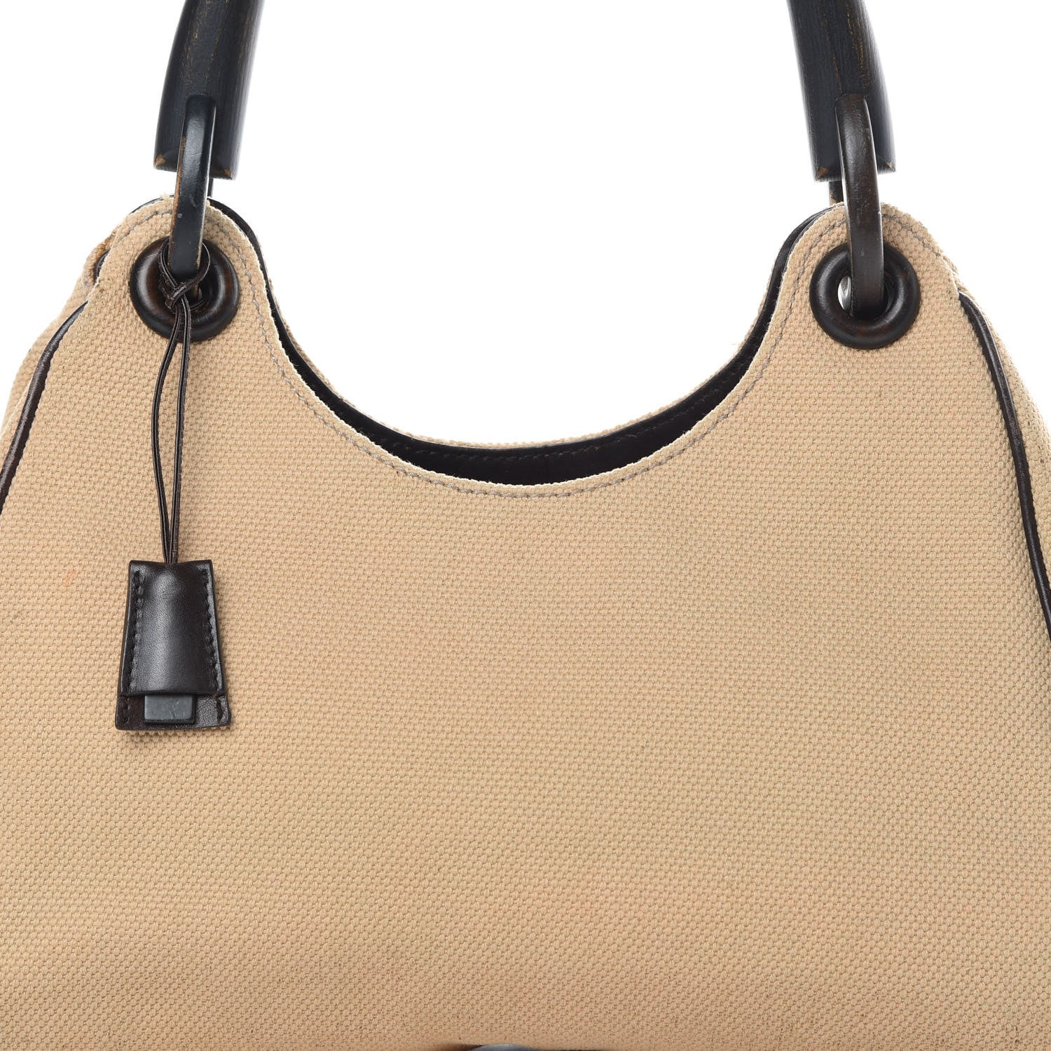 Gucci Canvas Wooden Handle Shoulder Bag Beige 8 of 19