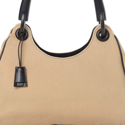 Gucci Canvas Wooden Handle Shoulder Bag Beige 8 of 19