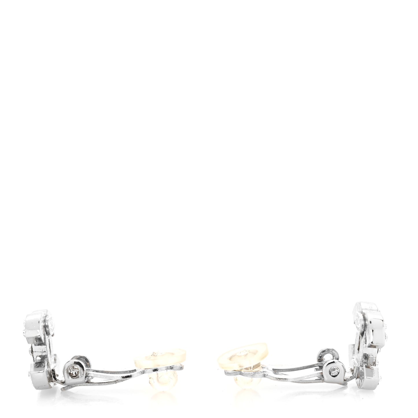 Crystal CC Clip On Earrings Silver
