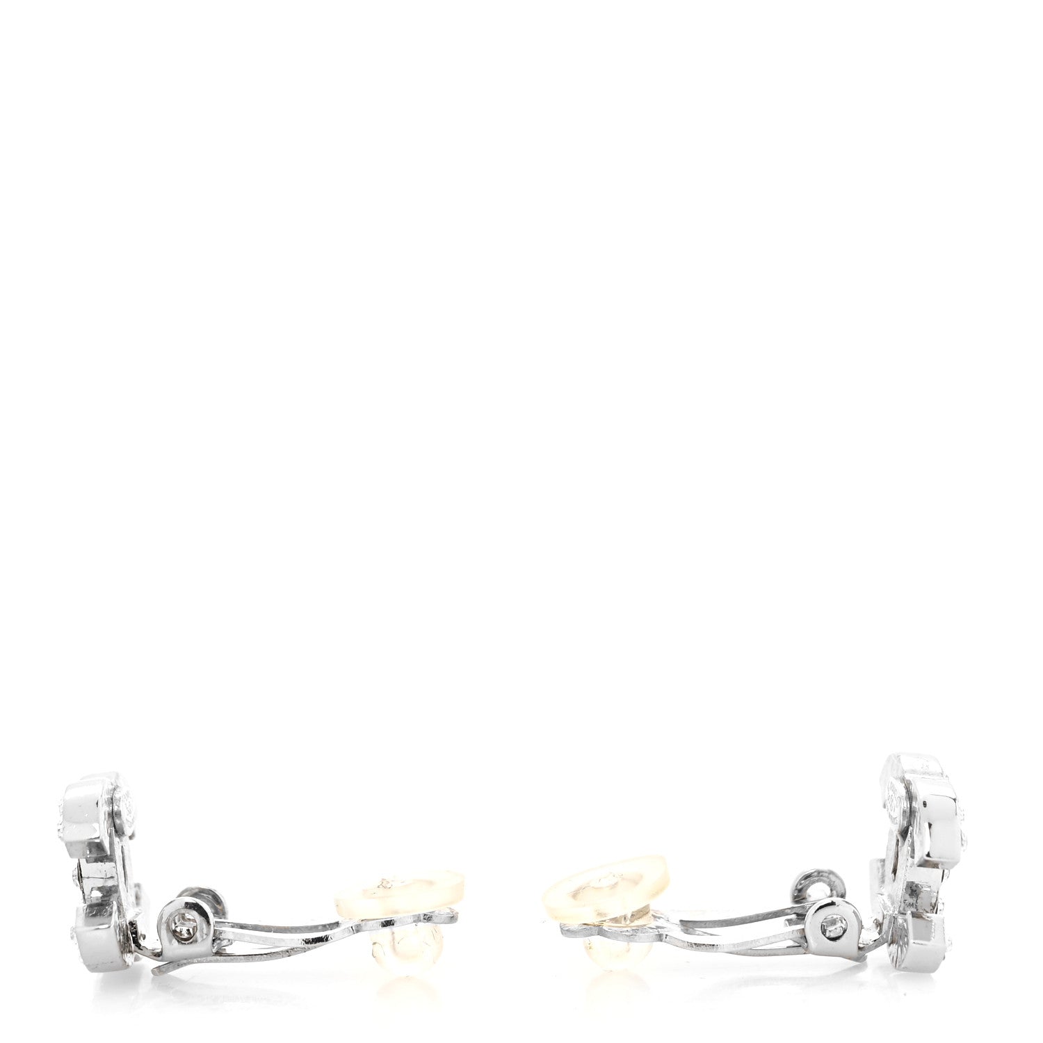 Chanel Crystal CC Clip On Earrings Silver 3 of 4