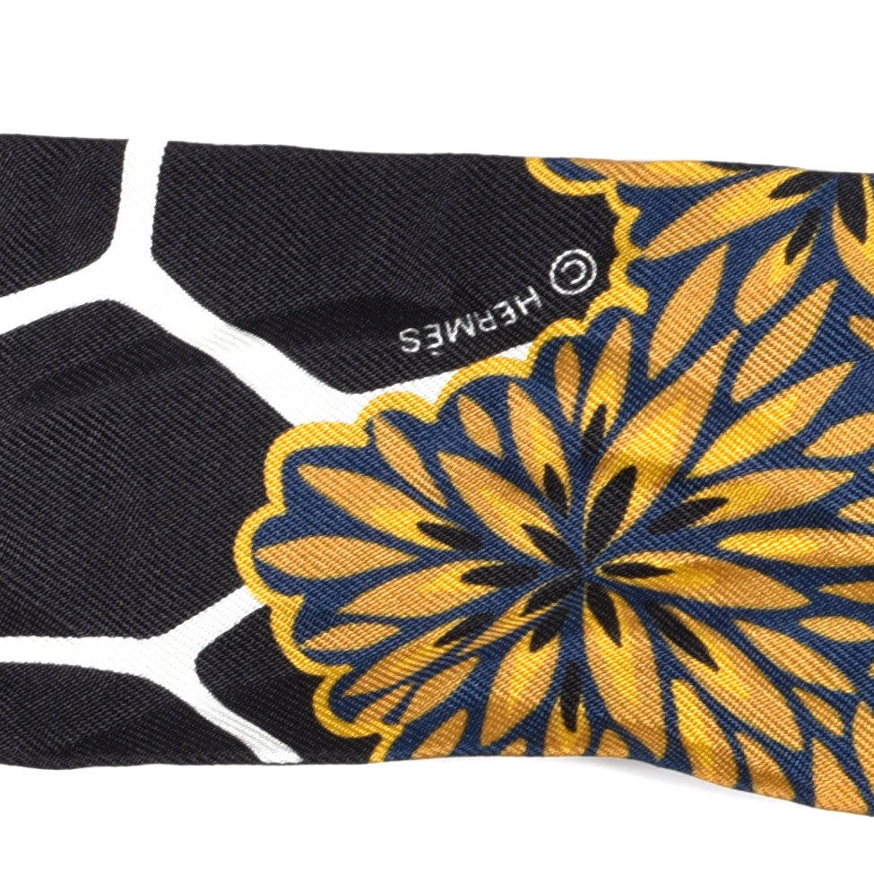 Hermes Silk Three Graces Twilly Black Gold Taupe 3 of 5