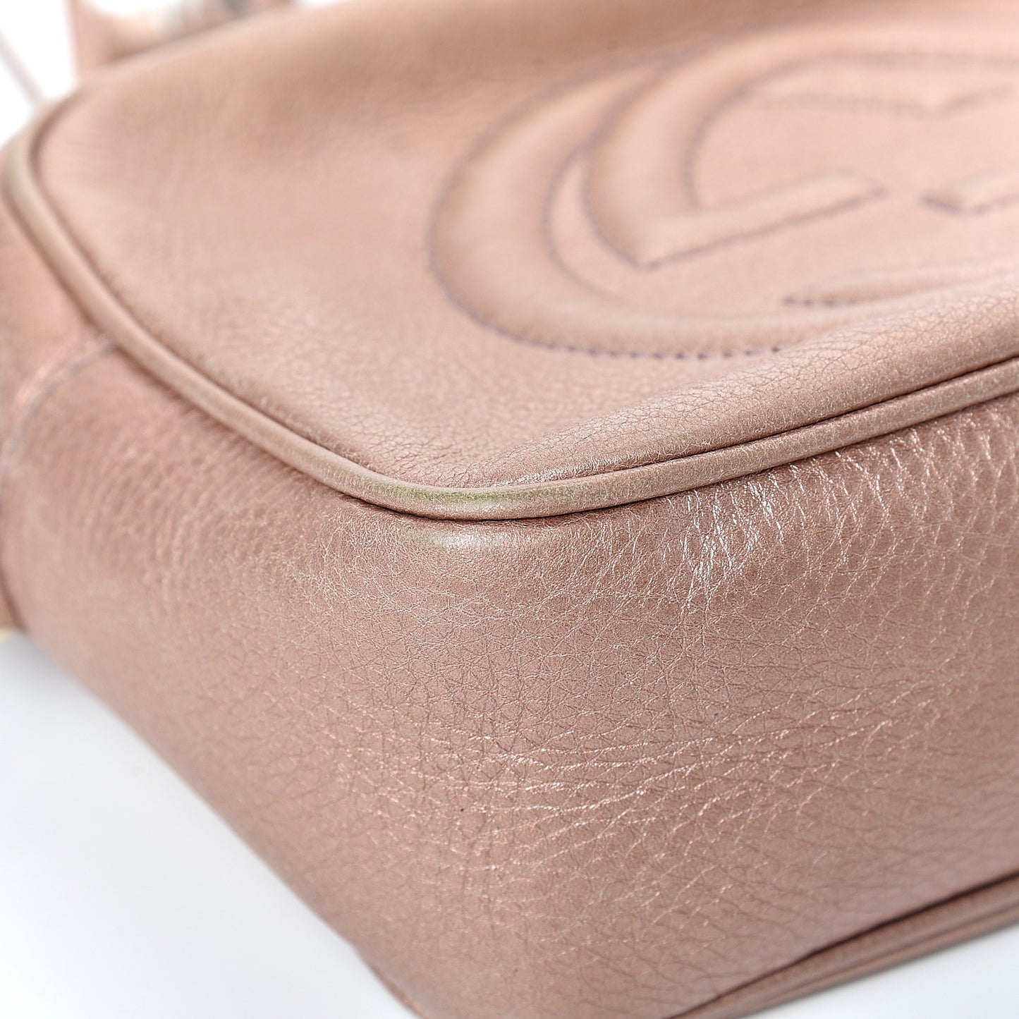 Metallic Pebbled Calfskin Small Soho Disco Bag Pink