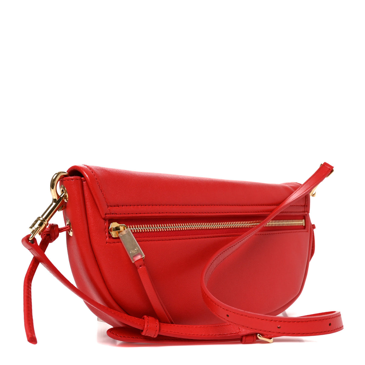 Celine Shiny Lambskin Soft Triomphe Little Half Moon Ultra Red 3 of 9