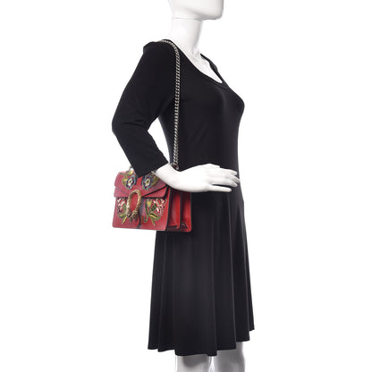 Gucci Calfskin Web Floral Embroidered Small Dionysus Shoulder Bag Hibiscus Red 3 of 12