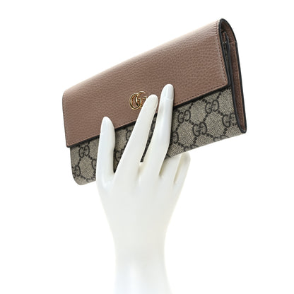 Gucci Dollar Calfskin GG Supreme Monogram GG Marmont Continental Wallet Porcelain Rose Beige Ebony 2 of 8