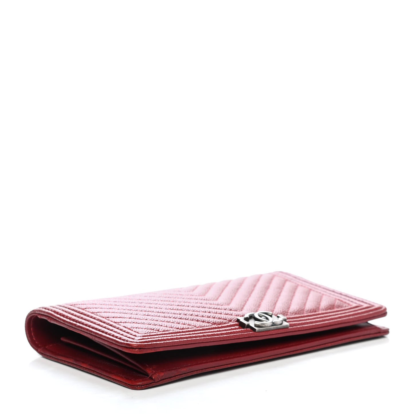 Caviar Chevron Quilted Boy Yen Wallet Red