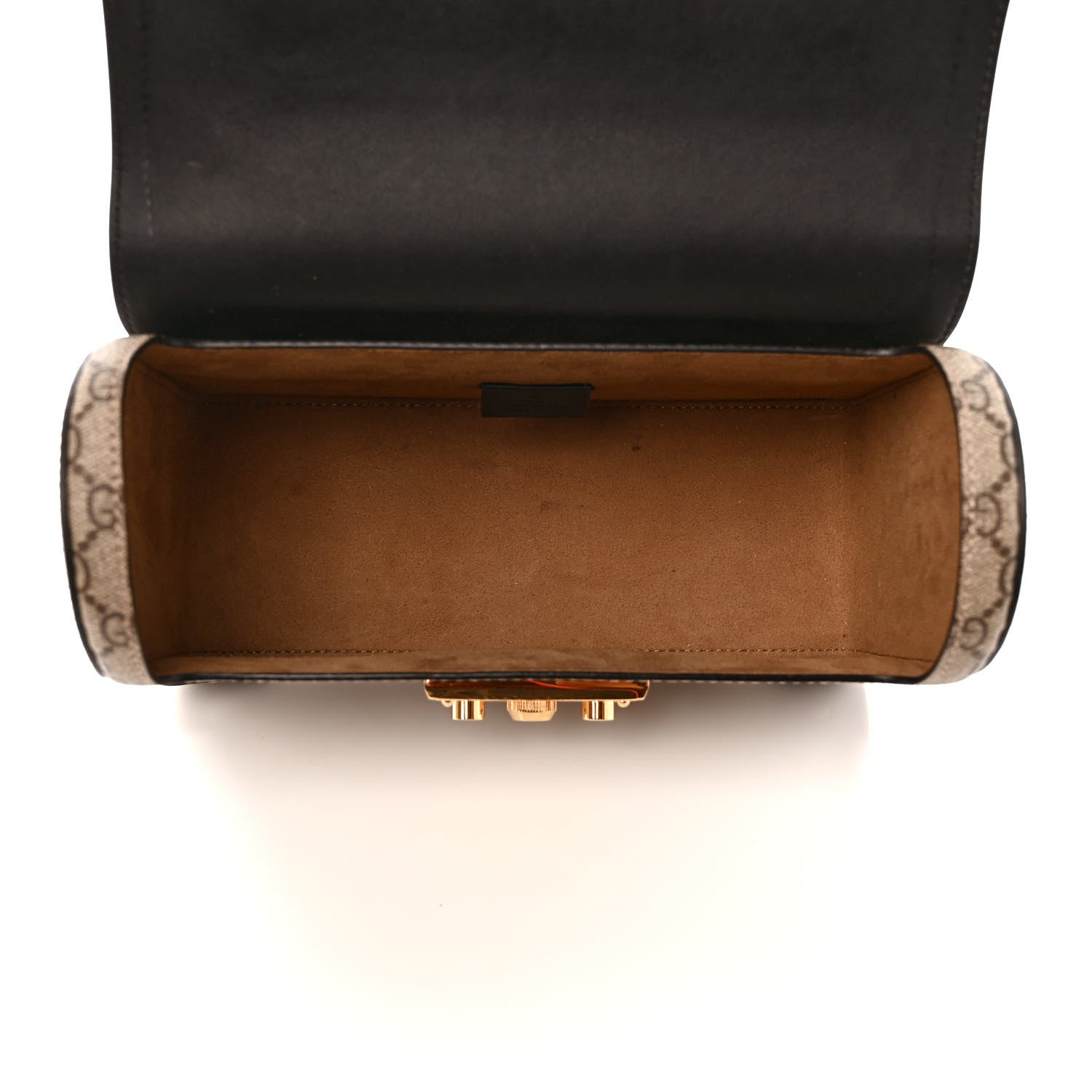 Gucci GG Supreme Monogram Small Padlock Bamboo Shoulder Bag Beige Black Cuir 5 of 9