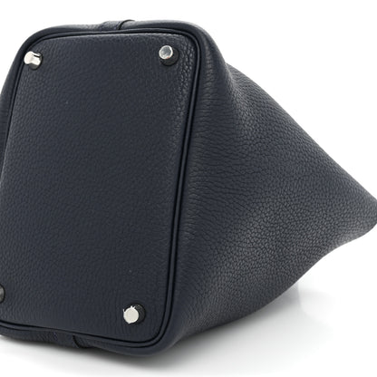Hermes Taurillon Clemence Eclat Picotin Lock 18 PM Bleu Nuit Bleu Zellige 7 of 9