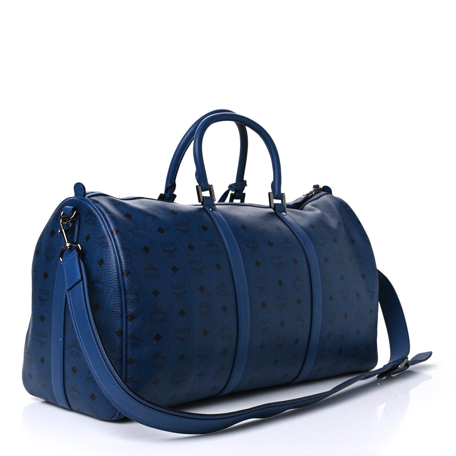 MCM Visetos Large Traveler Weekender Bag Navy Blue 2 of 10