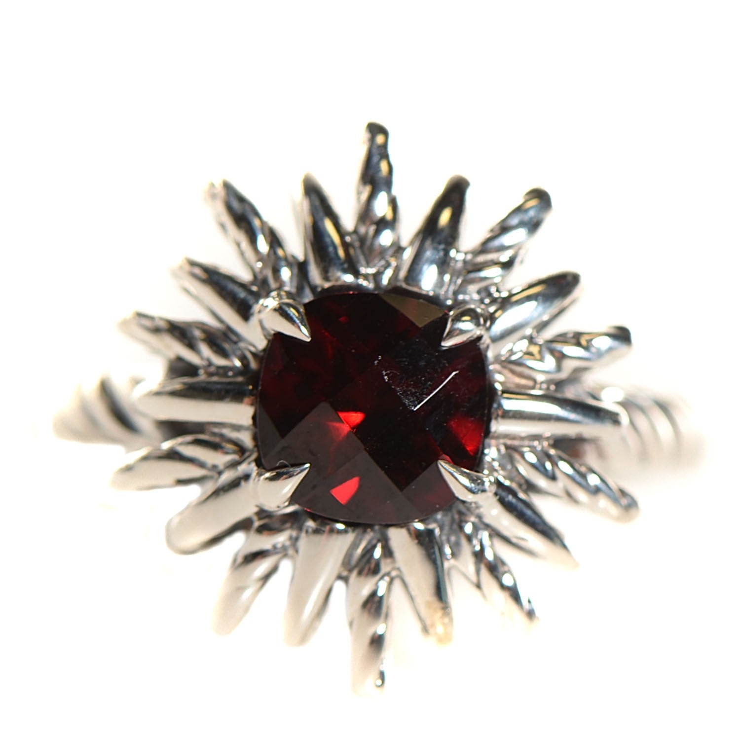 David Yurman Sterling Silver Garnet Starburst Ring 7.5 1 of 5