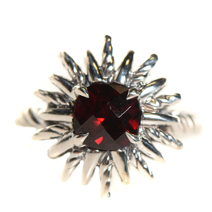 David Yurman Sterling Silver Garnet Starburst Ring 7.5 1 of 5
