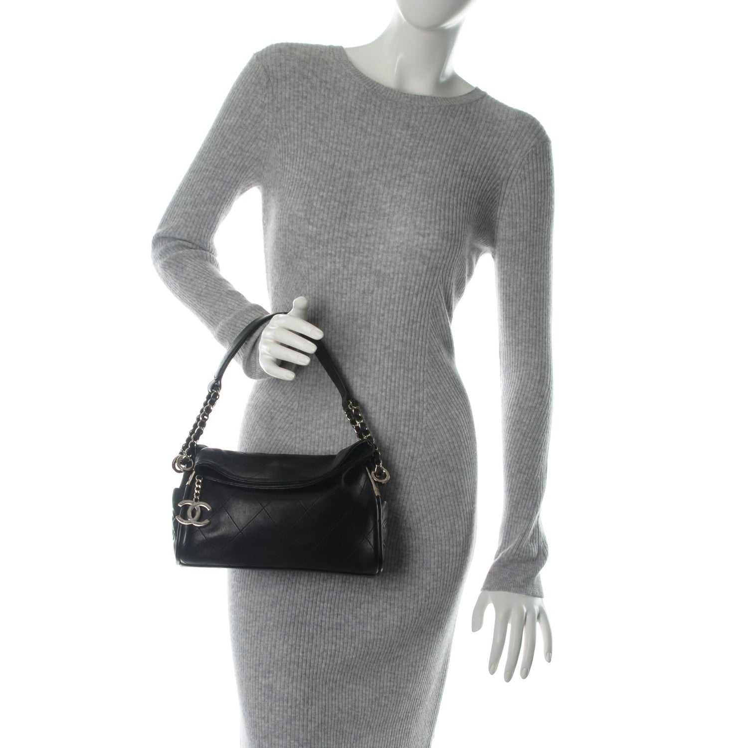 Chanel Lambskin Stitched Small Ultimate Soft Tote Black 2 of 7
