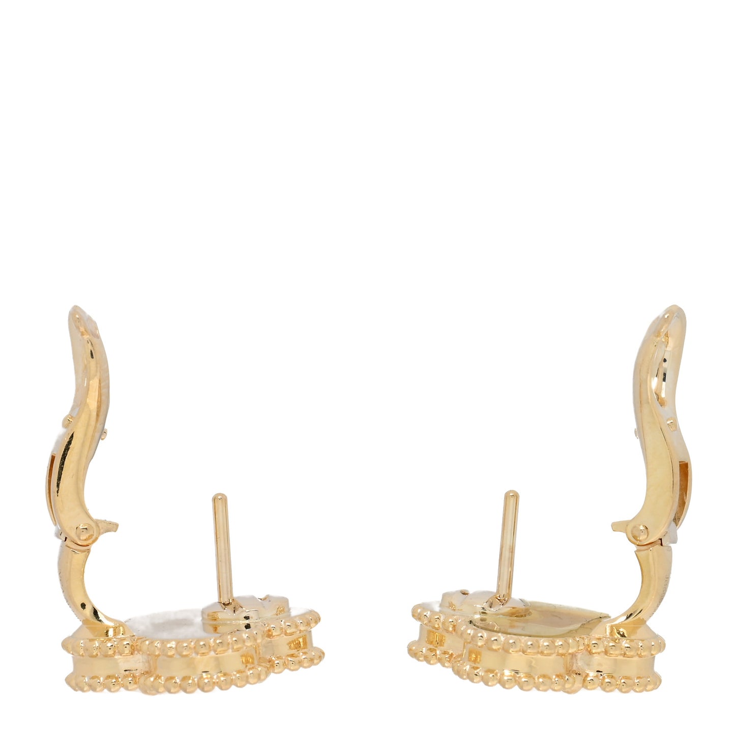 18K Yellow Gold Guilloche Vintage Alhambra Earrings