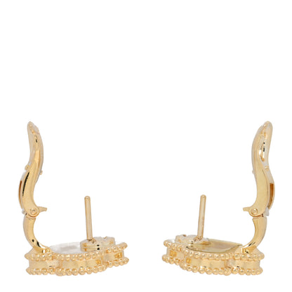 Van Cleef & Arpels 18K Yellow Gold Guilloche Vintage Alhambra Earrings 3 of 5