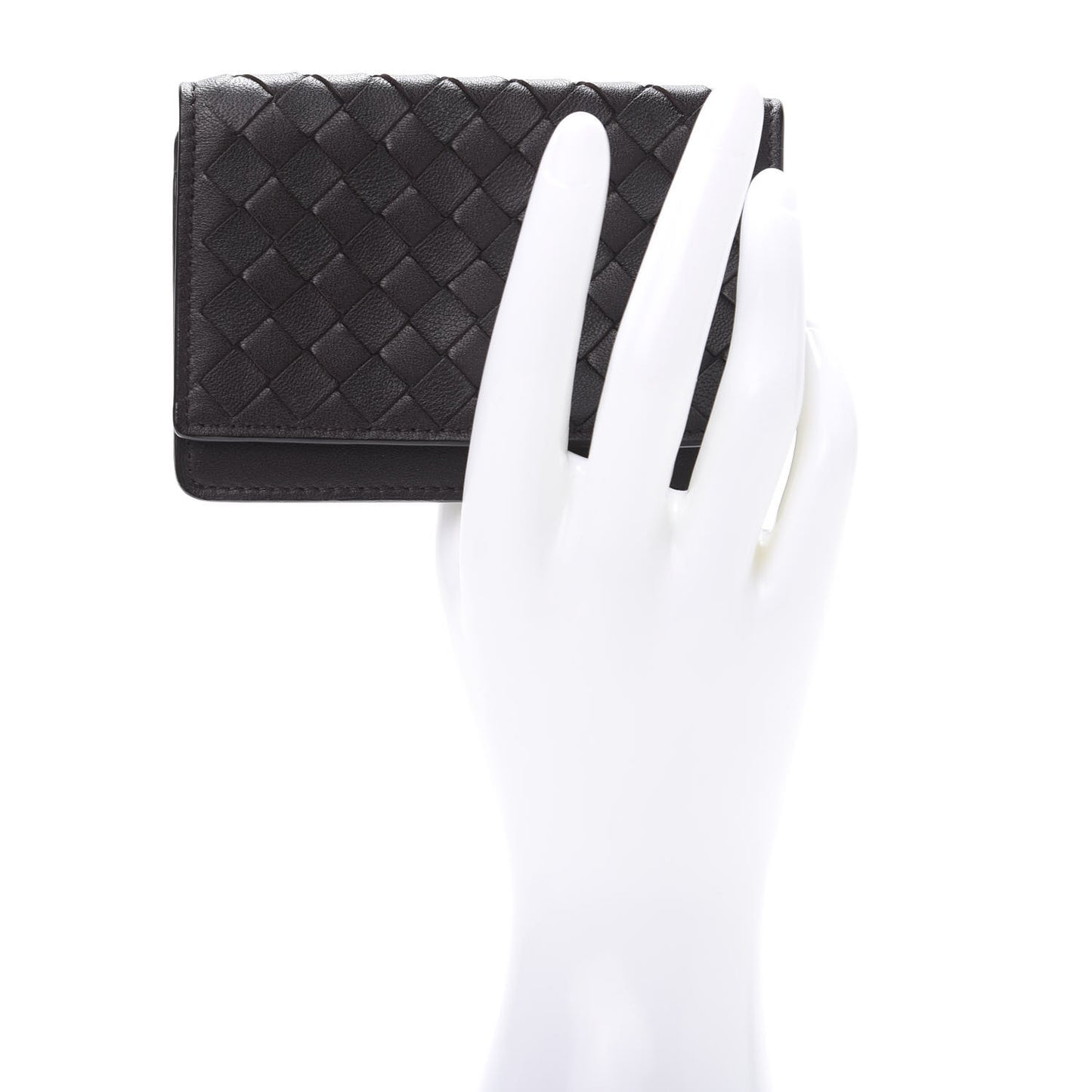 Nappa Intrecciato Card Holder Ebano