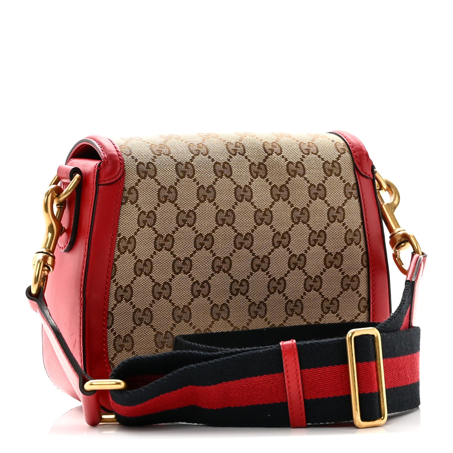 Monogram Ruinart Calfskin Medium Lady Web Shoulder Bag Beige Ebony Hibiscus Red