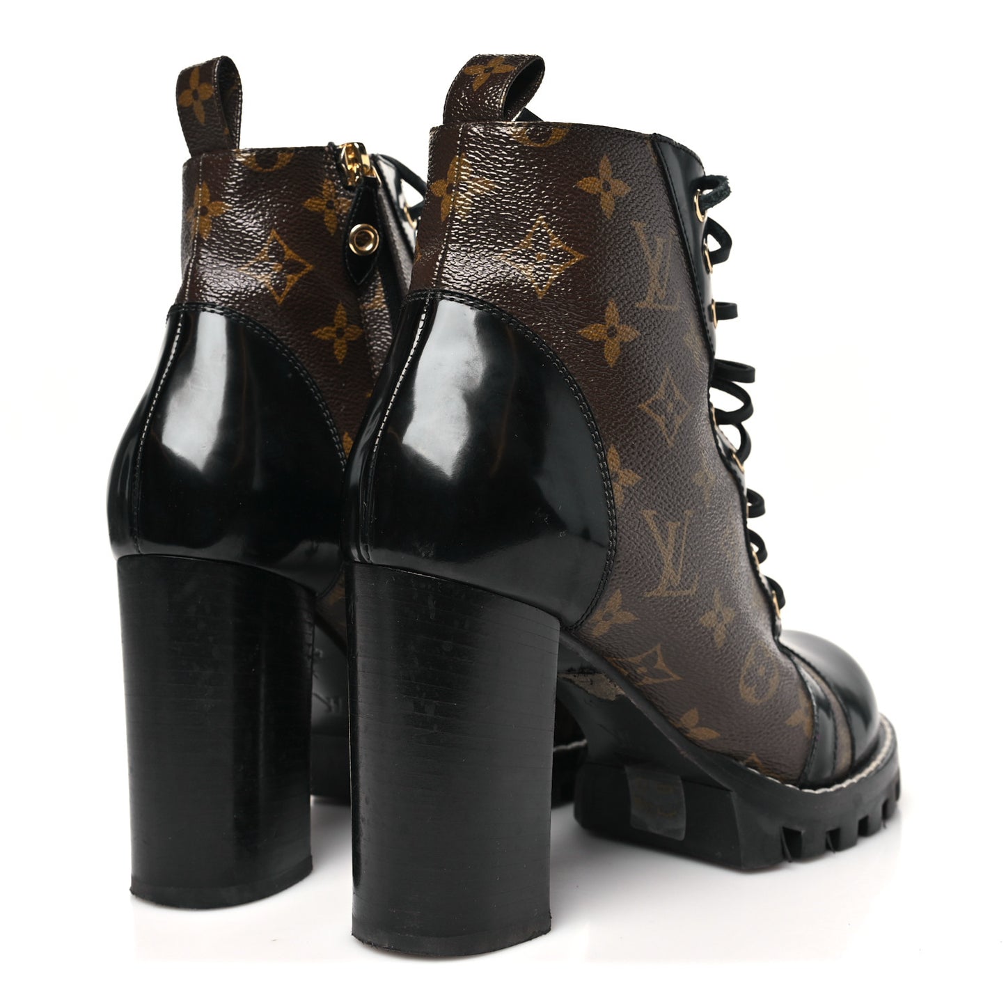 Patent Calfskin Monogram Star Trail Ankle Boots 41 Black