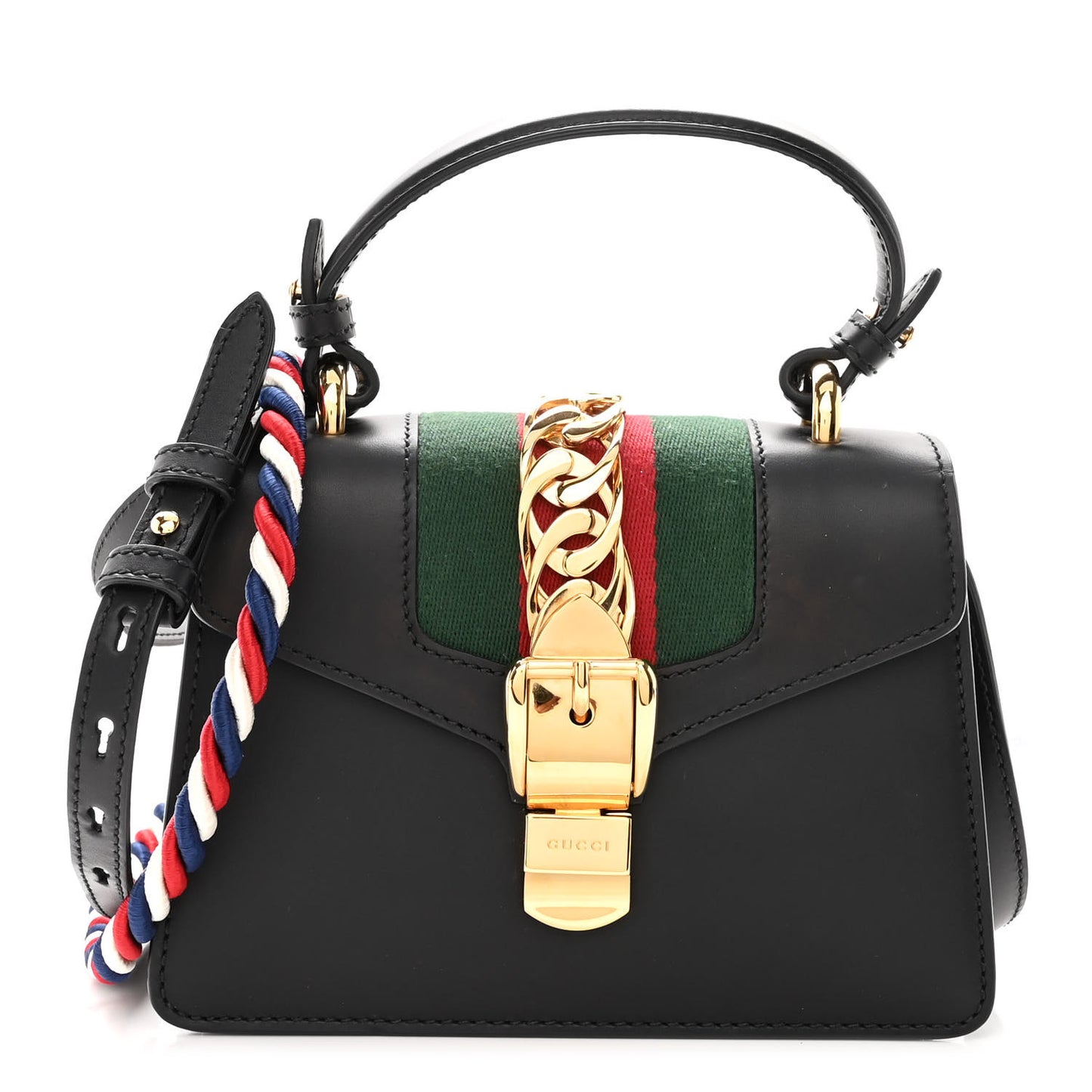 Calfskin Mini Sylvie Top Handle Bag Black