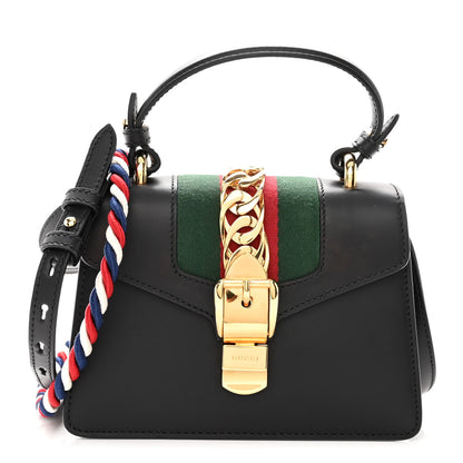 Gucci Calfskin Mini Sylvie Top Handle Bag Black 1 of 10