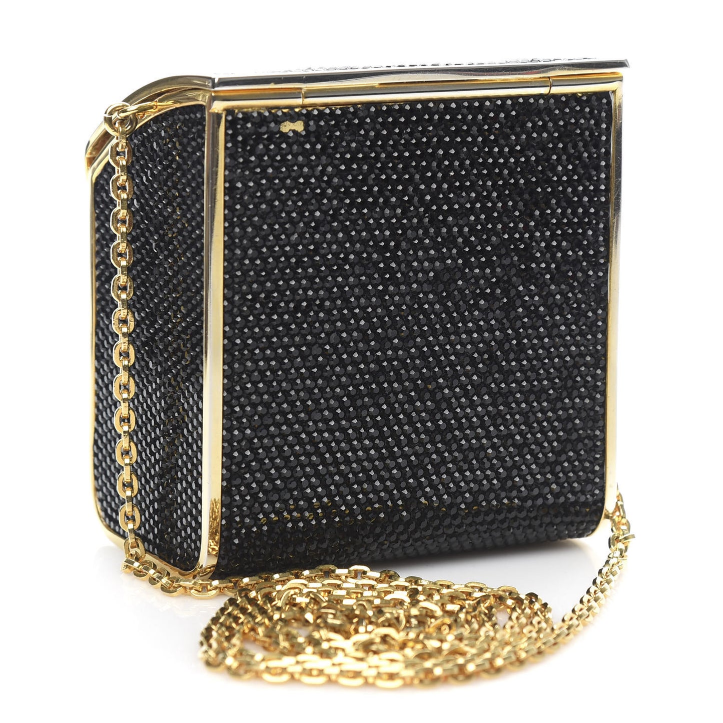 Swarovski Crystal Minaudiere Clutch Black Gold