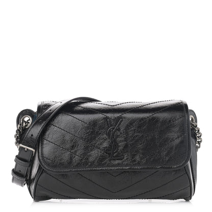 Saint Laurent Crinkled Calfskin Matelasse Monogram Niki Body Bag Black 1 of 11