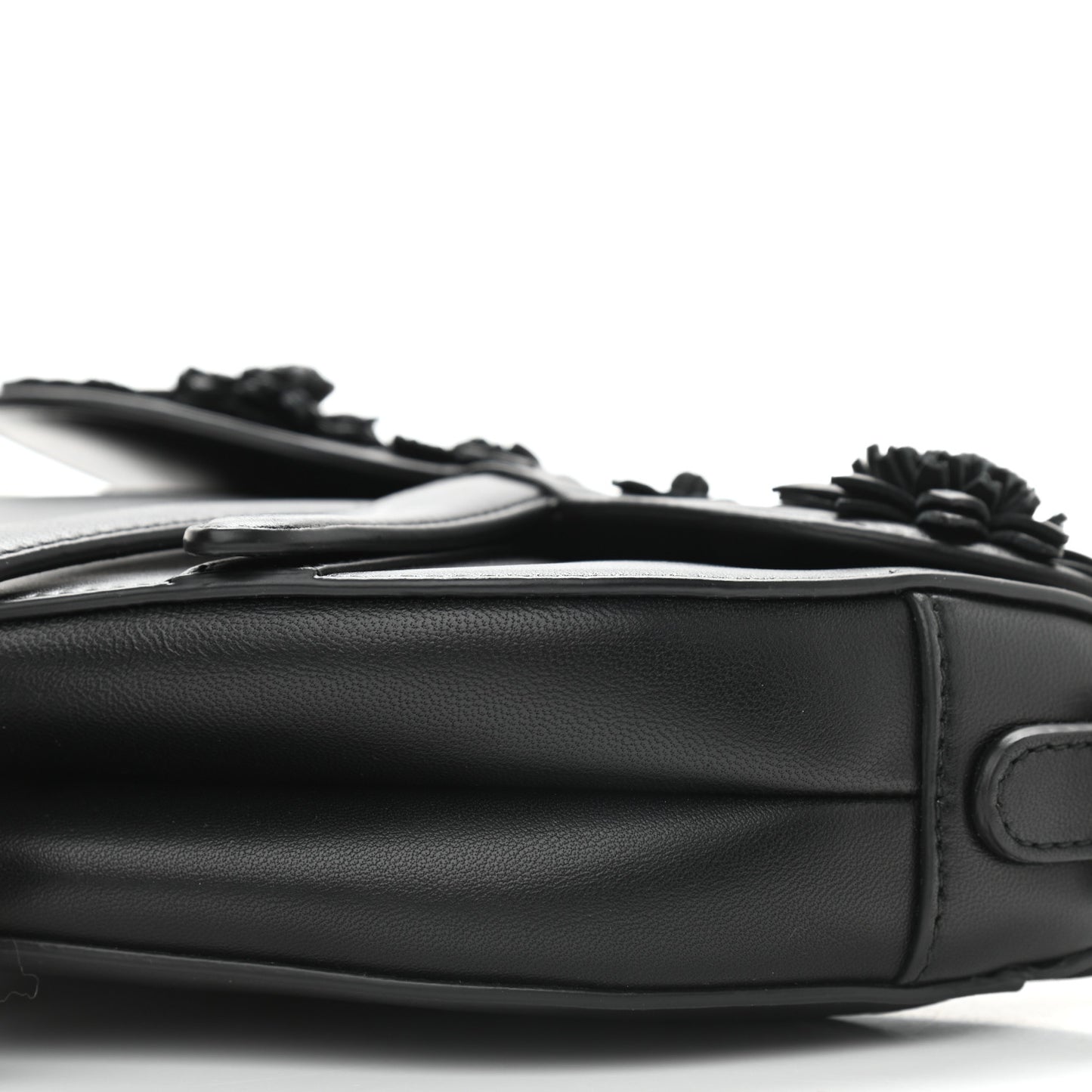 Lambskin Mini 3D Floral Saddle Bag Black