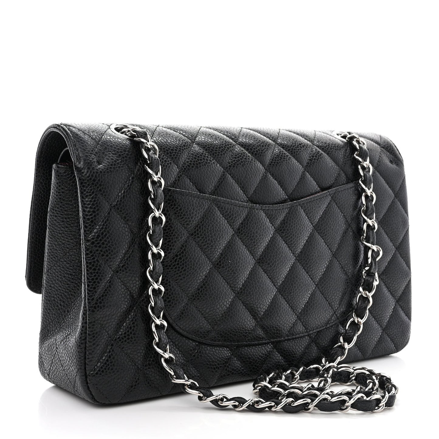 Caviar Quilted Medium Double Flap Black