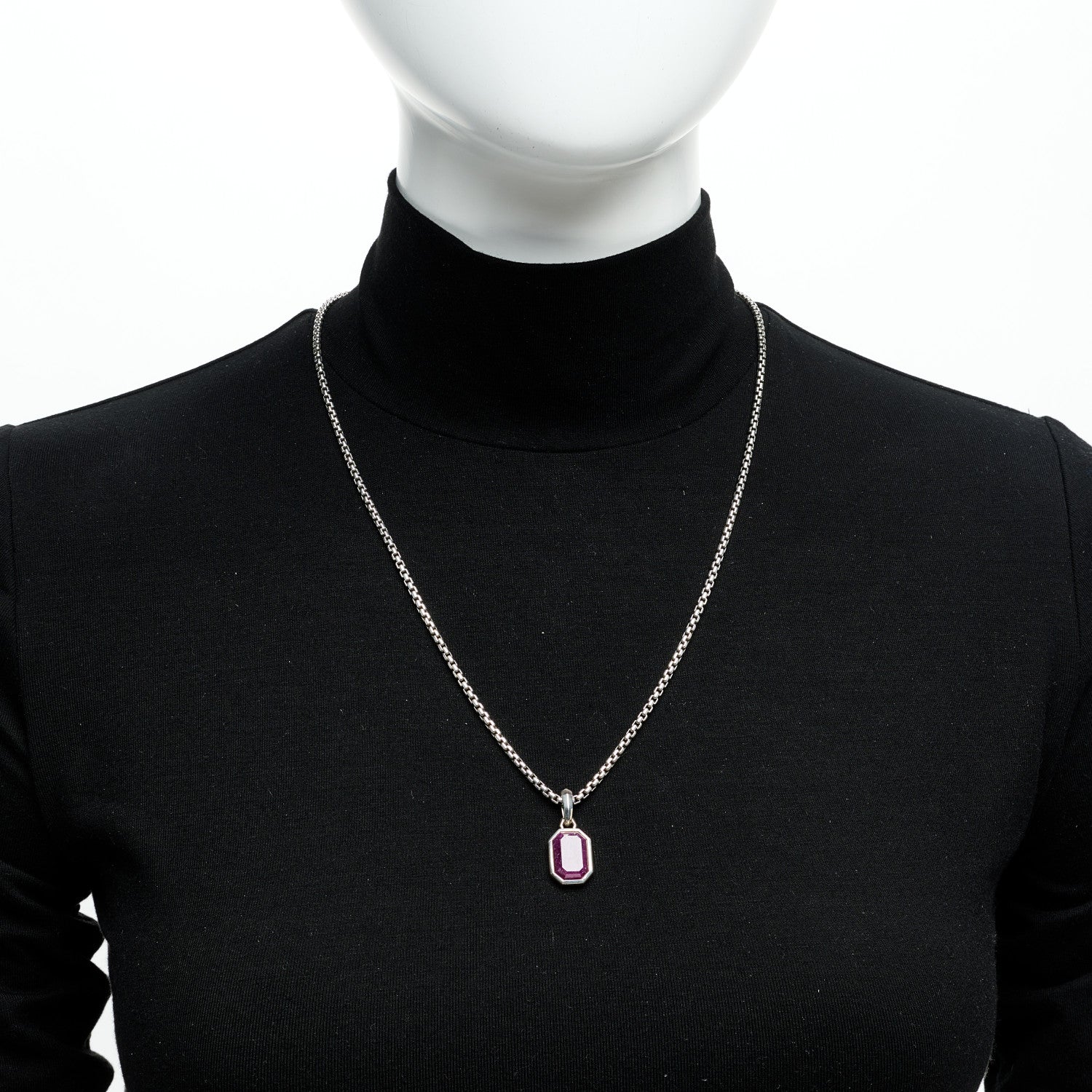 David Yurman Sterling Silver Ruby Love Amulet Pendant Necklace 2 of 6
